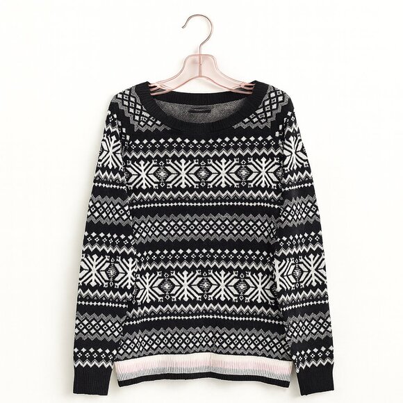 TOMMY HILFIGER | Black & White Wool Blend Long Sleeved Sweater - Medium - Picture 1 of 6